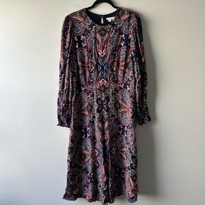Boden paisley printed long sleeve midi/maxi dress